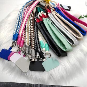 1 Stück handgefertigter schräger Handy-Trageriemen, mit Trageriemen-Patch geeignet für die meisten Handy, universeller Handy-Trageriemen für Frauen, Patchwork-Segeltuch und PU-Leder, Handy-Trageriemen, universeller Handy-Trageriemen mit Trageriemen, Nylon Handy Handgelenk Trageriemen Anhänger, Anti-Verlust Handy Trageriemen