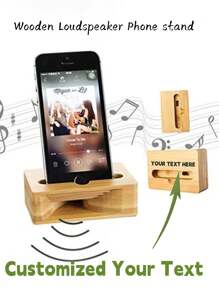 1 pieza Soporte de teléfono con forma de megáfono de bambú creativo, texto personalizable grabado, apto para fiestas de Navidad, San Valentín, Acción de Gracias, Día de la Madre, Día del Padre, Graduación, regalos de cumpleaños