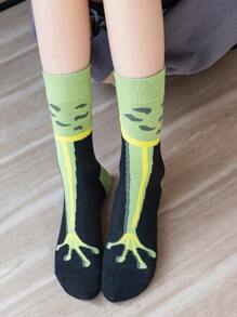 1/2 Pairs Men Breathable Moisture-Wicking Casual Funky Cartoon Frog Print Mid-Calf Socks, Versatile