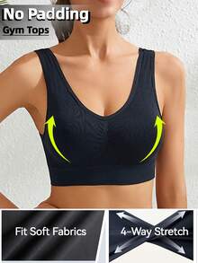 2 件健身房瑜伽运动胸罩无缝聚拢文胸健身训练胸罩训练露背健身夏季上衣无衬垫薄款运动服纯色时尚透气无钢圈运动服透气凉爽跑步瑜伽普拉提骑行 - 彩色 - 查看 2