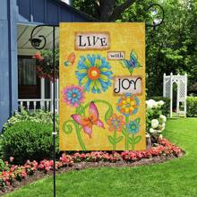 1pc, Love With Joy Spring Flower Garden Flag, 12 X 18 Inch Double Sided Farmhouse Yard Outdoor Flag, Farmhouse Rustic Pasture Porch Decoration(ONLY FLAG)