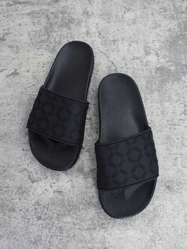 2025 Chinelos Pretos de Slip-On Elegantes para Homens para Trabalho, Casual, Banheiro, Antiderrapantes, Borracha Macia, Material PVC Amigável para a Pele, Altamente, para Todas as Estações