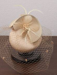 French Style Church Lady Hat, Elegant Hat, Ball Gown Hat, Headpiece, French Elegant Fascinator, Lace Veil Hat, Raceay Small Hat, Banquet Hat, Party Hat, Headpiece, Wedding Dress Hat, Headwear, Photography Hat, Veil Hair Accessory, Small Hat - 1187 - View 9