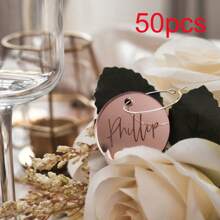 Personalized Acrylic Circle Tall Cup NameTag,Personalized Wedding Name Tag, Wedding Favours Drink Tag Name For Glasses Glass Maer Wine Charm Drink Topper Place Card Ideas Keyring Favour Key Chain Favors,Thank You Label,Wedding Essentials