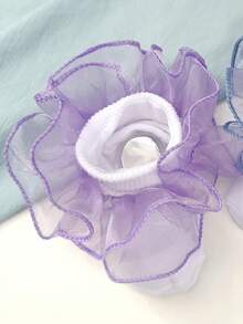 1 双女童荷叶边下摆中筒袜，适合日常基本搭配 - 紫色 - 查看 6