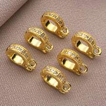 1/3/5pcs Real 18K Gold Plated Brass Zirconia Bail Bead Spacer Buckle Connectors Spring Buckle Clasp Clip Buckle For DIY Jewelry Making Finding Bracelet Necklace Pendant