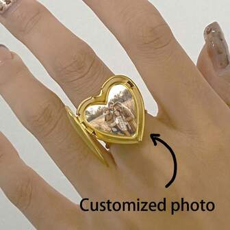 Anpassad kärleksring, personligt foto, jubileumspresent till flickvän, grattis på födelsedagen, överraskning till pojkvän, semesterpresent till pappa/mamma, mors dag, fars dag, jubileumspresent, grattis på födelsedagen, basebollälskare, souvenirgåva för seniorsäsongen, för nära och kära