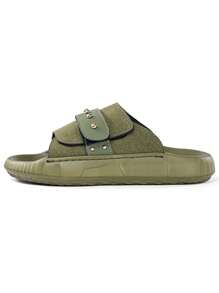 Handmade Stitching Summer Men Hook And Loop Sandals, Thick-Sole Beach Slippers, Vintage Outdoor Breathable Casual Shoes
