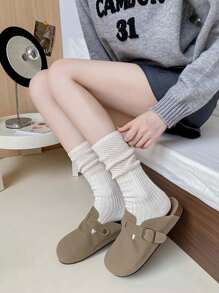 1 par de calcetines por encima de la rodilla de unicolor con empalme de malla y encaje, calcetines de rejilla de primavera/otoño con pila pequeña en la pierna, calcetines de tubo de mujer con empalme hasta la pantorrilla, medias transpirables de rayas verticales de malla ajustadas