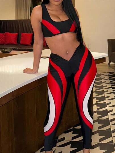 春夏女式螺旋拼接弹力针织紧身裤高腰紧身铅笔裤夜店装