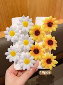 10 piezas Ganchos para el cabello con diseño de girasol, pasadores de estilo coreano, accesorios para el cabello
