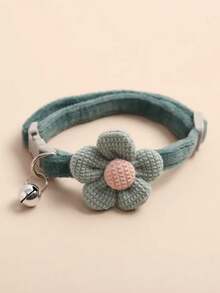 1 件毛绒花宠物项圈配可爱猫铃铛，时尚宠物猫/狗配饰 - 彩色 - 查看 13