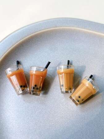 EECLYCJ 10pcs Kawaii 3D Bubble Milk Tea & Coffee Resin Charms Kit |Cute Food-Shaped DIY Jewelry Making Supplies For Necklaces/Bracelets/Earrings | Unscented Multi-Use Craft Decorations For Nail Art & Keychains