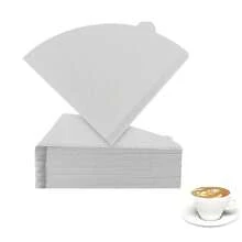 50/100 unidades de papel de filtro de café de polpa de madeira branca V60, papel de filtro descartável para café e chá, adequado para cafeteira e cafeteira, cones de filtro de café para uso doméstico, volta às aulas
