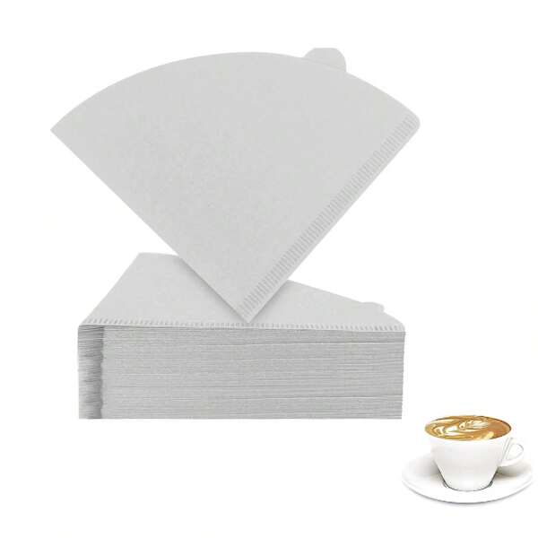 50/100 unidades de papel de filtro de café de polpa de madeira branca V60, papel de filtro descartável para café e chá, adequado para cafeteira e cafeteira, cones de filtro de café para uso doméstico, volta às aulas