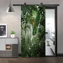 Custom Size Geometric Door Stickers Self Adhesive Waterproof Tropical Scenery Scenery Home Room Door Wrap Mural Cover Wallpaper Wall Decor Room Decor