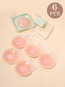 4/6pcs Silicone Nipple Covers, Invisible Breathable Comfortable Lift Bra Petals For Wedding, Photography, Party, Sports, Daily Use, Thin And Suitable For Summer Season - Multicolor - View 9