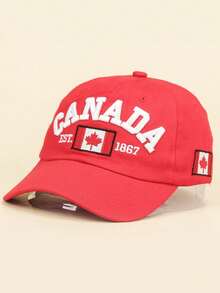 1pc Men's Embroidered Maple Leaf & Canada Letter Adjustable Baseball Cap, Classic European & American Style, Suitable For Casual Everyday And Holiday Wear - Canadian Maple Leaf - View 8