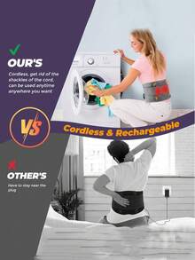 HYUNDAI 现代电动振动按摩腰带，加热按摩垫，腰部按摩器，电动振动按摩腰带，可充电电动腰带，3种按摩模式和3档加热，快速高效的背部和腰部加热器 - 灰色 - 查看 7