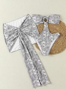 Spring/Summer New Sexy Elegant Snake Skin Pattern 2 Pieces Swimsuit Set, Suitable For Beach, Vacation, Date, Party - Multicolor - View 3