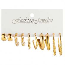 High-End Luxury Twisted Pearl Earring Studs & Hoops Set, Fashion Women Jewelry Design - Gold - View 5