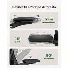 Ergonomic Office Chair: Computer Desk Chair With High Back Adjustable Lumbar Support 3D Armrests And Headrest 90°-130°Rocking Mesh Swivel Task Chairs For Home Office - Black - View 7