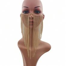 1pc Gold Geometric Face Mask Chain, Fashionable Accessory - Gold - View 2