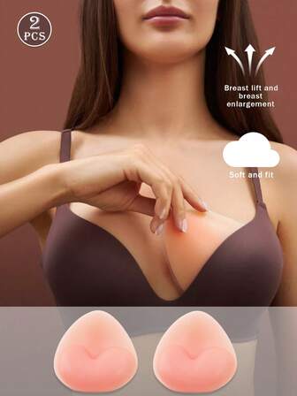2 piezas Pegatinas de gel de silicona invisibles y engrosadas para levantar el busto para mujeres con busto pequeño