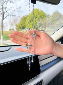 Zinc Alloy Butterfly Shaped Car Pendant, Creative Hanging Decoration For Car Rearview Mirror - Multicolor - View 4