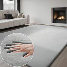 Sour Lemon Soft Faux Fur Rug – Washable & Non-Slip Rugs For The Living Room, Luxurious Short Pile For The Living Room & Bedroom – Perfect Gift For Mother's Day - 淺灰色 - 查看 1