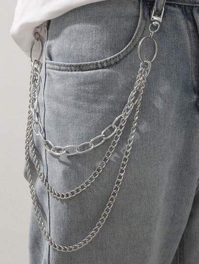 1 pezzo Catena per vita in metallo multilivello stile punk argento per donna, accessorio cintura di moda da abbinare ai jeans