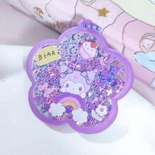 Sanrio 1 قطعة سلسلة مفاتيح شفافة من الأكريليك مع رمال متدفقة ومزخرفة بالبريق، سلسلة مفاتيح جميلة بطراز إنستقرام