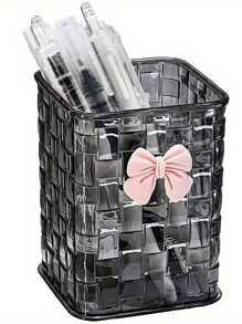 1 pezzo organizer da scrivania in acrilico trasparente (i prodotti non includono gli articoli incorporati), con decorazione ad arco - supporto per penne e cestino portaoggetti durevole in PMMA per forniture per ufficio, penne e accessori. Articoli per il ritorno a scuola