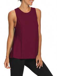 Bestisun Workout Tops Open Back Shirts Gym Athletic Clothes Tie Back Musle Tank For Women - Khaki - View 2