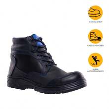 Bota De Hombre Con Casquillo Casco de Acero Trabajo Industrial Comercial o Exterior Suela Antiderrapante Acabado en - Negro - Ver 2
