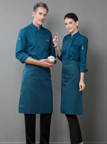 New Fashion Chef Uniform Unisex Long Sleeve, High-End Design For Hotel, Restaurant, Bakery, Coffee Shop, Autumn/Winter. Stylish Horseshoe Cuff, Neat Front Design, Comfortable & Convenient, Pen Pocket, Breathable & Durable Fabric