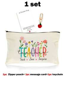 1 PEÇA/5 PEÇAS/10 PEÇAS Organizador de Maquiagem com Tema de Professor de Carta do Arco-Íris, Estilo Y2K Impressão de Letra do Arco-Íris Letra Colorida Design Engraçado Necessaire Portátil para Viagem, Bolsa de Maquiagem, Organizador de Maquiagem, Armazenamento de Maquiagem, Bolsa de Cosméticos, Bolsa de Higiene, Capacidade Grande, para Férias, Praia, Banheiro, Coleção de Quarto