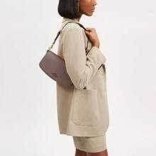 Coach Andrea Women's Shoulder Bag Refined Leather Bag Small Flap Bag,Elegant Underarm Handbag Ladies Purse Gift For Women Gift For Her - Dark Stone - 查看 2