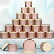 Conjunto de 6 latas de vela douradas champanhe com tampas para fabricação de velas - Pacote Combo de Recipiente de Ferro de 4oz e 8oz