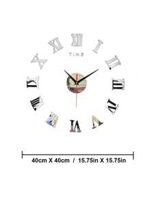 Reloj de pared digital 3D de acrílico con diseño de números romanos, reloj de pared redondo grande de moda con espejo, relojes autoadhesivos DIY