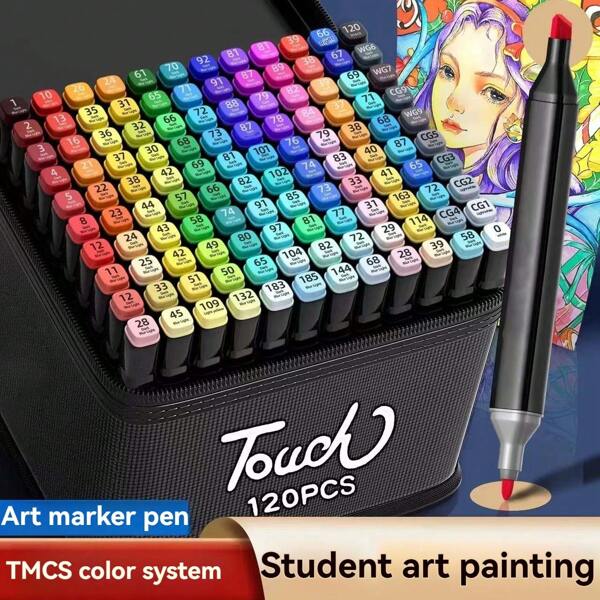 Conjunto de canetas marcadoras de ponta dupla com 204 cores, ponta chanfrada e marcadores de esboço de linha fina para livros de colorir para adultos, materiais de pintura, desenho, mistura e esboço, artigos de papelaria para estudantes, materiais de aprendizagem e escritório, 12/24/30/36/40/48/60/80/100/120/168/204 cores disponíveis para a volta às aulas