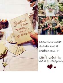 72pcs Wood Heart Guest Book - Rustic Wedding Reception Decoration & Favor Gift, Birthday Baptism Sign | Memory Keepsake Guest Book Alternative - 多色 - 查看 5
