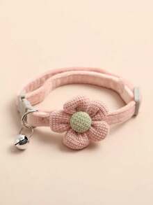 1 件毛绒花宠物项圈配可爱猫铃铛，时尚宠物猫/狗配饰 - 彩色 - 查看 14