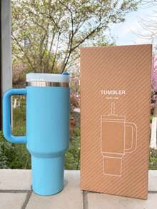 Double-Walled Vacuum Stainless Steel Insulated Cup, A 40-Ounce High-Quality Drinkware. It Is A Portable Insulated Cup, Travel Mug And Iced Coffee Cup. Suitable For Outdoor Camping, Hiking And Road Trips. It Is The Perfect Gift For Mother's Day, Birthdays And Anniversaries-Blue - 藍色 - 查看 1