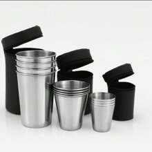 Customized Outdoor Mini Stainless Steel Shot Glass Set Of 4 Pcs, Portable Water Cup For Hiking, Camping, Bar, Restaurant, Suitable For Elders, Friends, Father's Day Gift