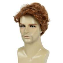 Herren Perücken, kurze rote orange Perücke, synthetisch, hitzebeständig, natürliche geschichtete Haare für Teenager, für Halloween Kostüm Cosplay tägliche Party REEWES Perücke 12 Zoll/30 cm