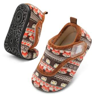 Kids Warm Lightweight Furry Wide Version Home Shoes For Girl Boys, Comfortable Rubber Soft Sole Bottom Walking Shoes For Indoor/Outdoor Autumn And Winter