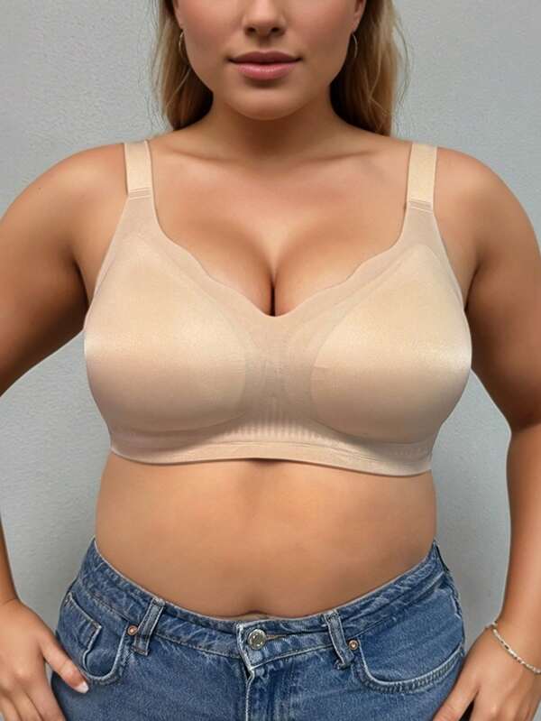 Fashion Plus Size Underwear Women's Thin Comfortable Breathable Non-Trace Non-Underwire Bra Retraction Pair Anti-Sagging Sleep Sports Bra Plus Size Summer Clothes Sport Bras Women Push Up Bras