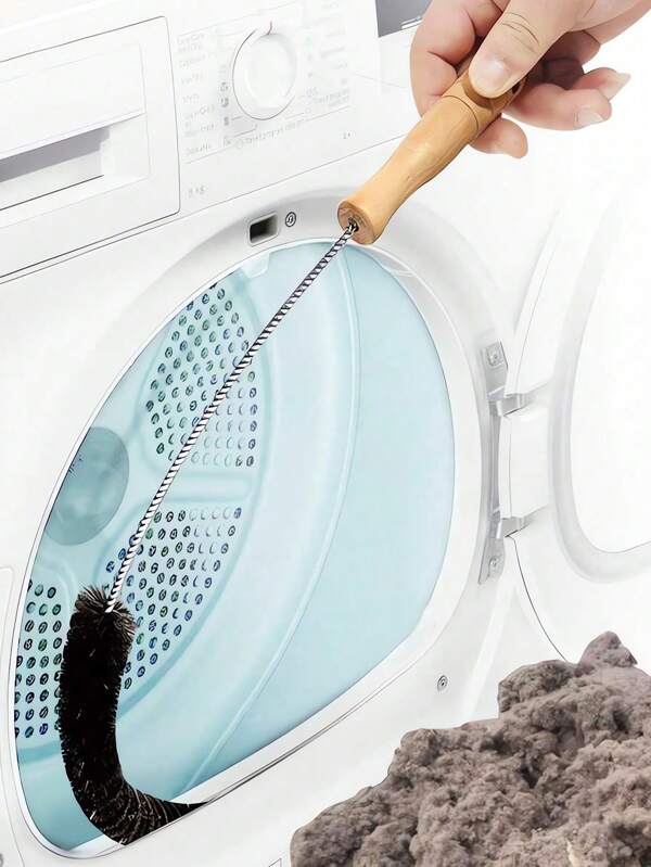 1 pieza Kit de limpieza de conducto de secadora, cepillo de pelusa de secadora, limpiador de trampa de conducto, artículo esencial del hogar, cepillo flexible largo para bobinas de refrigerador, cepillo de aspiradora, productos de limpieza del hogar, cocina, baño, hogar, suministros del hogar