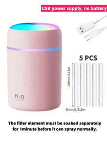 RAF Humidifier, USB Plug-In Mini Humidifier, 7-Color Light Source Humidifier, Can Be Added With Aromatherapy To Make An Aromatherapy Machine. Powered By USB, Dual Spray For Car And Home Use, Capacity 10.57oz/300ml (Without Essential Oil),Umidificador De Ar